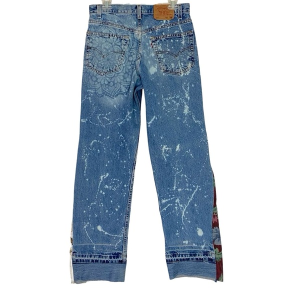 Levi’s 550 Custom Jeans Waist 28 Womens Size 6 Small Y2K Levis 2002 Upcycled - Picture 6 of 15